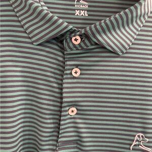 Rhoback Men's Striped Polo in Teal and Charcoal with Accent Tape